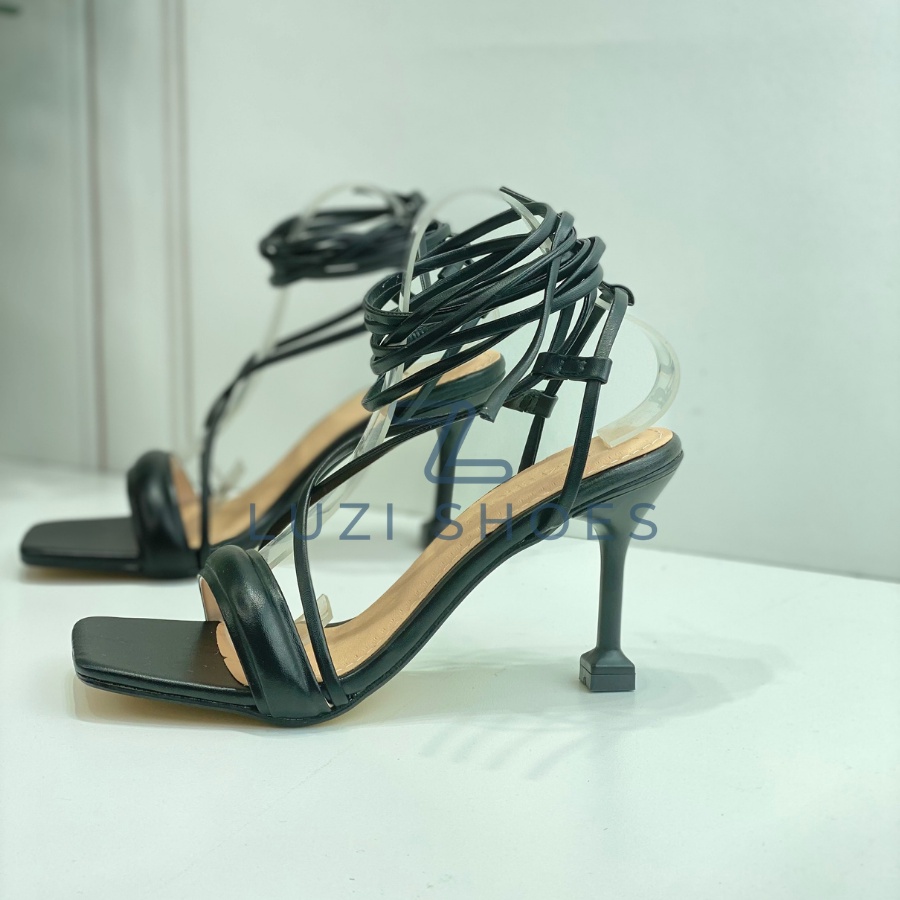 Sandal/giày cao gót đan dây nữ mũi vuông quai ngang bồng gót nhọn 7p, giày nữ chiến binh buộc dây cao gót quai hậu [M51]