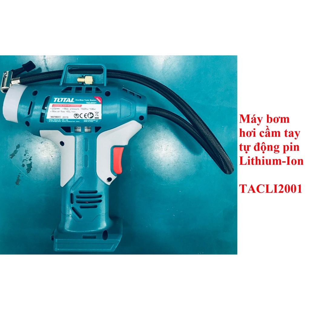 Máy bơm hơi / bơm lốp cầm tay tự động dùng pin Li-on Total TACLI2001