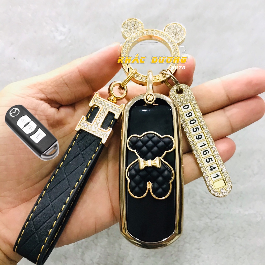 Ốp chìa khoá Mazda 2 3 6 CX5 CX8 TPU 3 nút đính đá nhân tạo cao cấp sang trọng