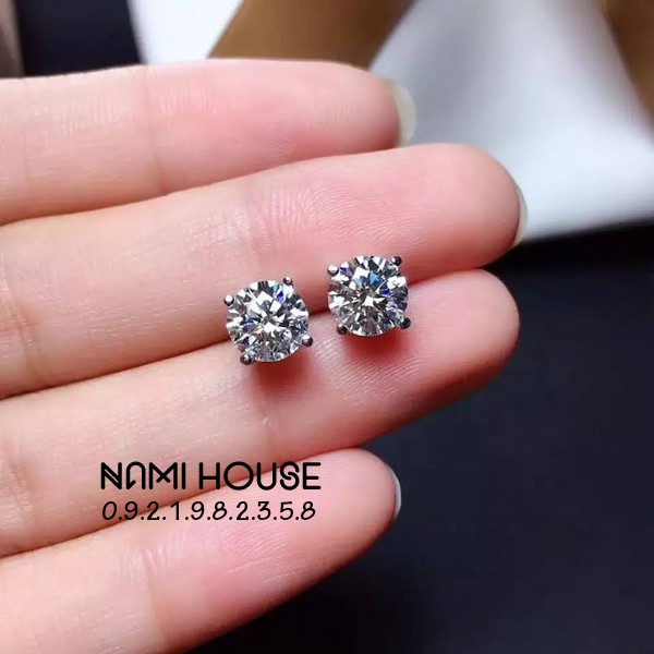 Bông tai nụ đá 4 chấu đế vuông bằng loại hàng cao cấp sáng lấp lánh style hàn quốc - namimi house