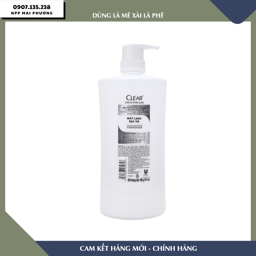 [ Chai 880G - Có Vòi ] Dầu gội Clear mát lạnh bạc hà