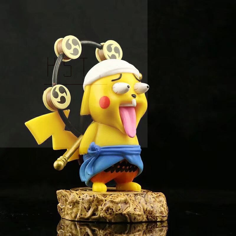 Pikachu Cosplay Enel Model Toy Pokémon One Piece Anime Figure with Funny Face Collectibles for Japanese Anime Fans