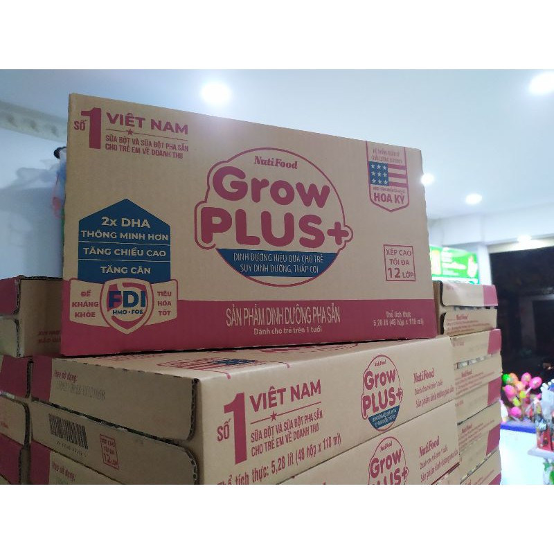 Thùng sữa Grow Plus+ đỏ 110ml Nutifood