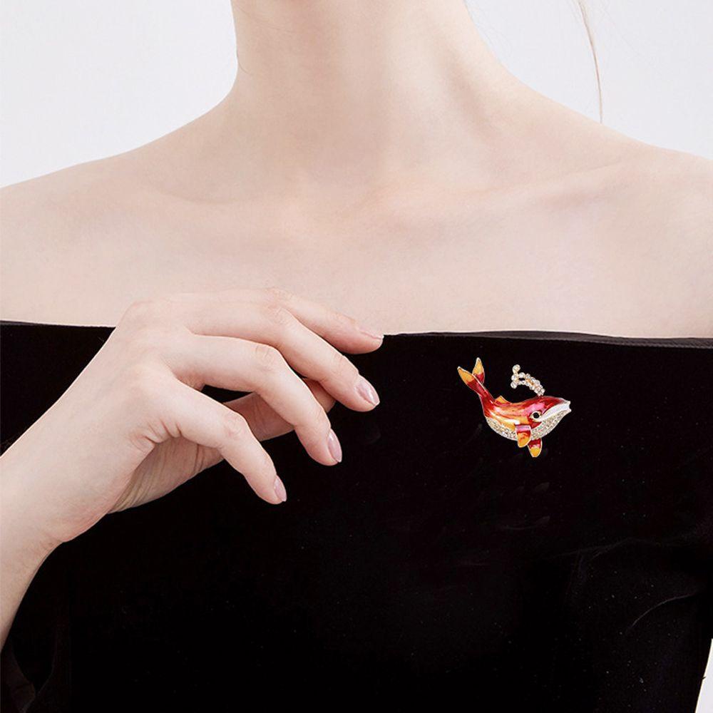 JARRED Ghim Cài Áo Hình Cá Voi Tráng Men Đính Đá Phong Cách Hàn Quốc