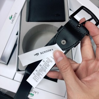 Set Lacoste ví gân + nịt gài dây gân - S159