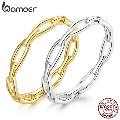 Nhẫn thiết kế dây chuyền bạc Bamoer đích thực 925 dành cho nữ Trang sức thời trang BSR211