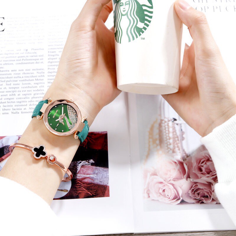 ĐỒNG HỒ NỮ DÂY DA SHDHD MẶT THIÊN NGA D382 SIÊU ĐẸP | BigBuy360 - bigbuy360.vn