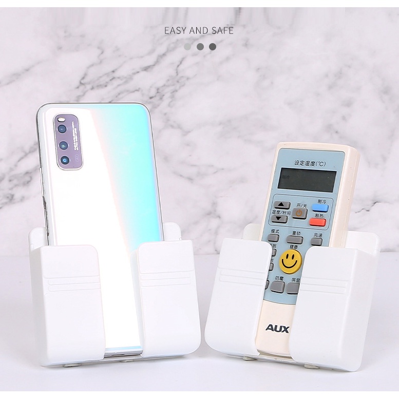 Giá đỡ dán tường treo remote máy lạnh đa năng, kệ treo sạc điện thoại, đầu dây điện tiện lợi