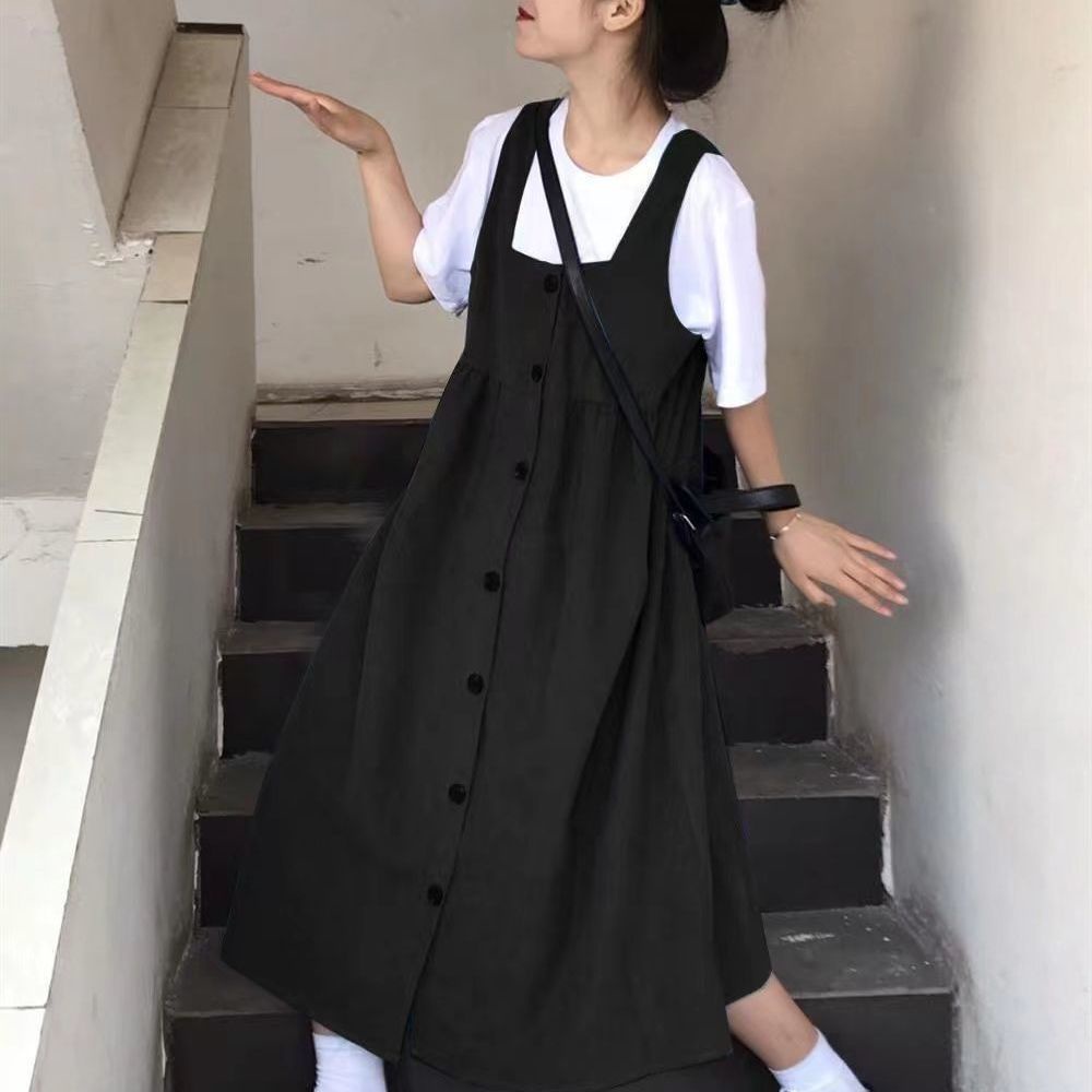 Set Áo Thun Và Đầm Yếm Thiết Kế Xinh Xắn Nữ Tính