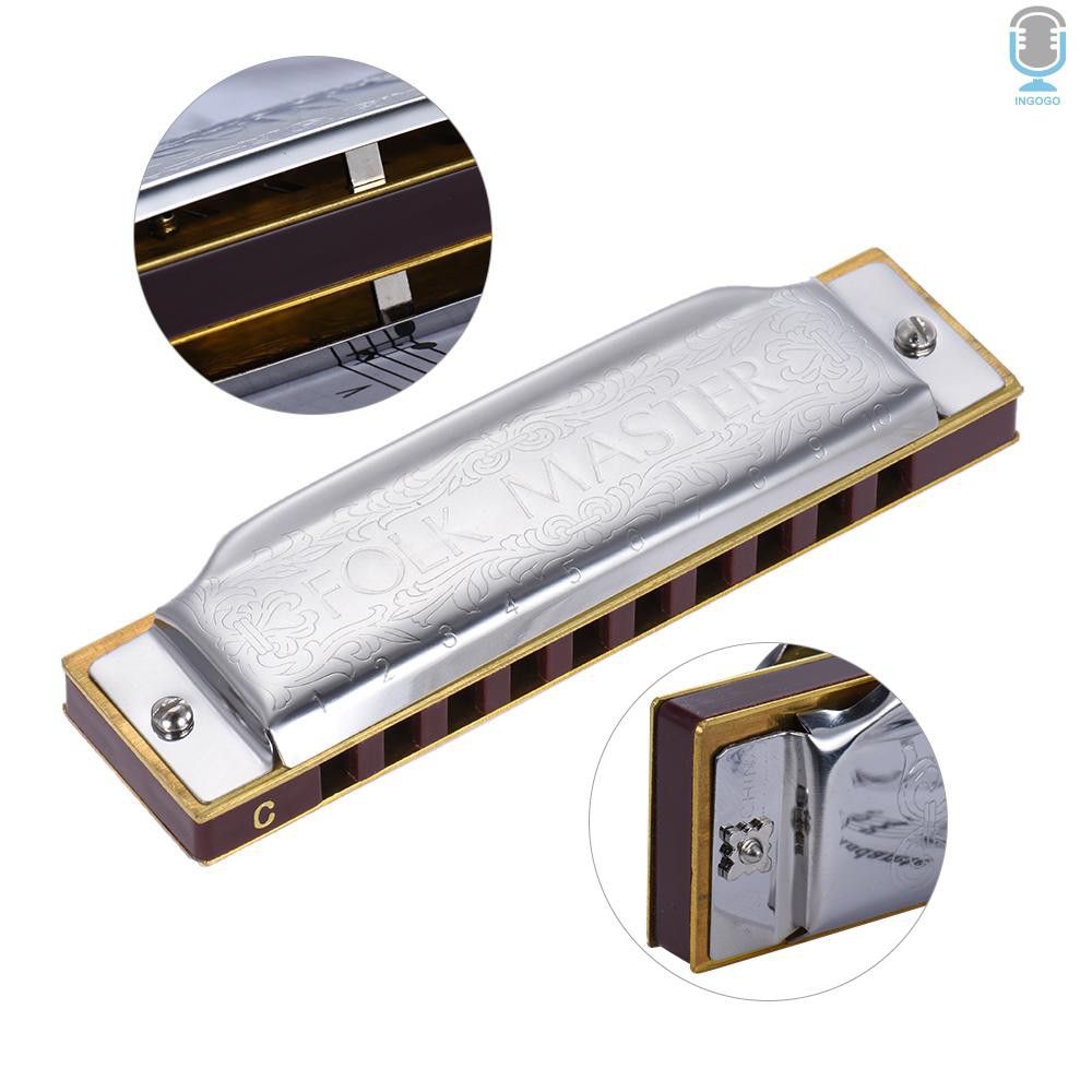 Phím Harmonica Diatonic tiêu chuẩn 10 lỗ theo hợp âm C 20 tông dành cho người mới bắt đầu Suzuki 1072-C Folkmaster