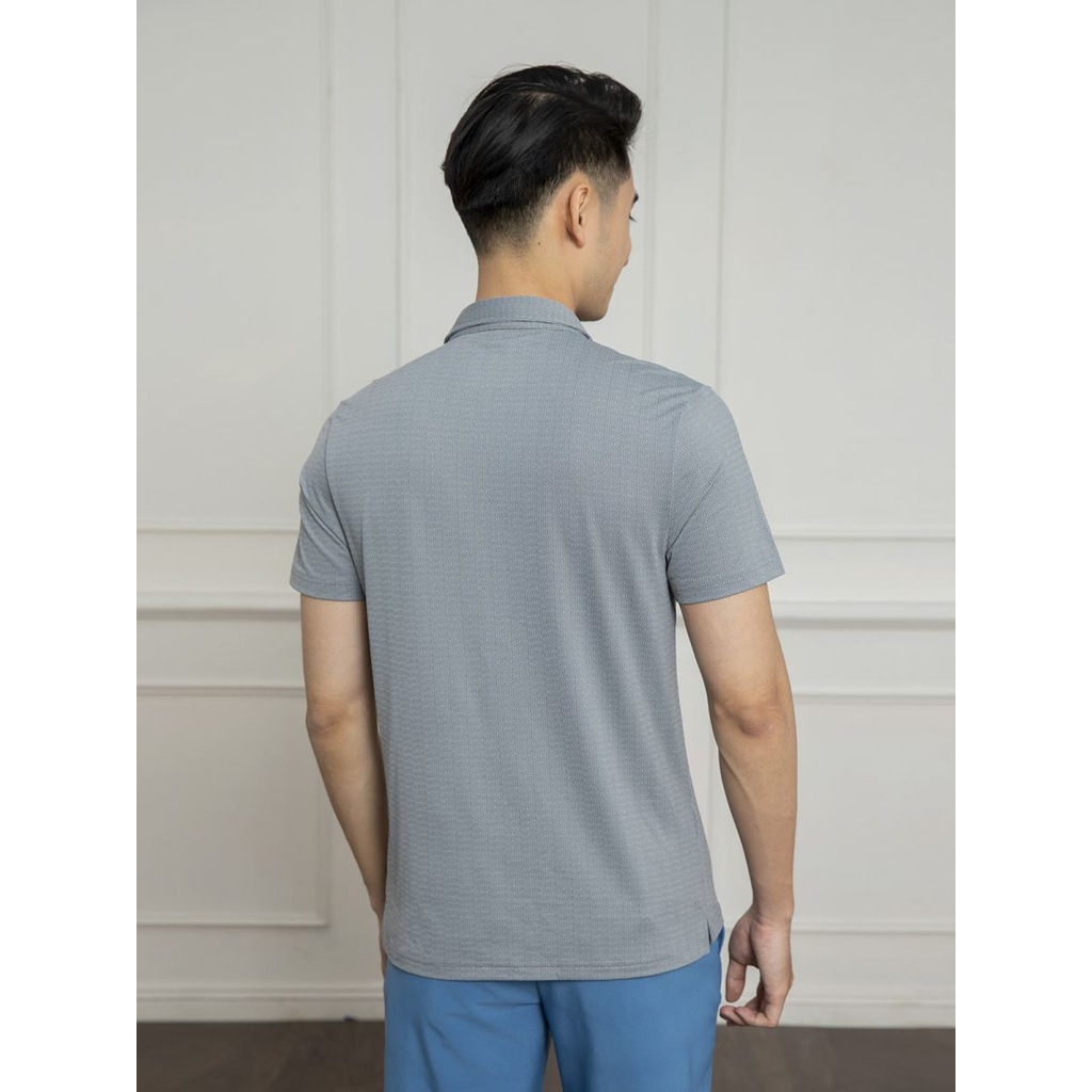 Áo Thun Nam Tay Ngắn Có Cổ Aristino APS032S1 Màu Xám 153 Jacquard Họa Tiết Vải Polyester Dáng Regular Fit