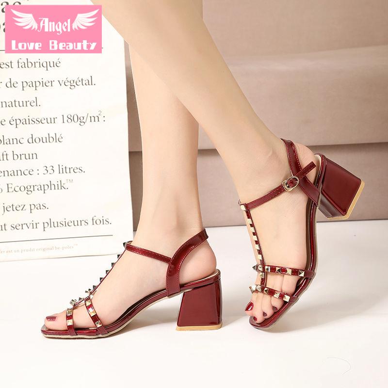 Giày Sandal Cao Gót One-Word Có Khóa Thời Trang Mùa Hè Dành Cho Nữ 2022