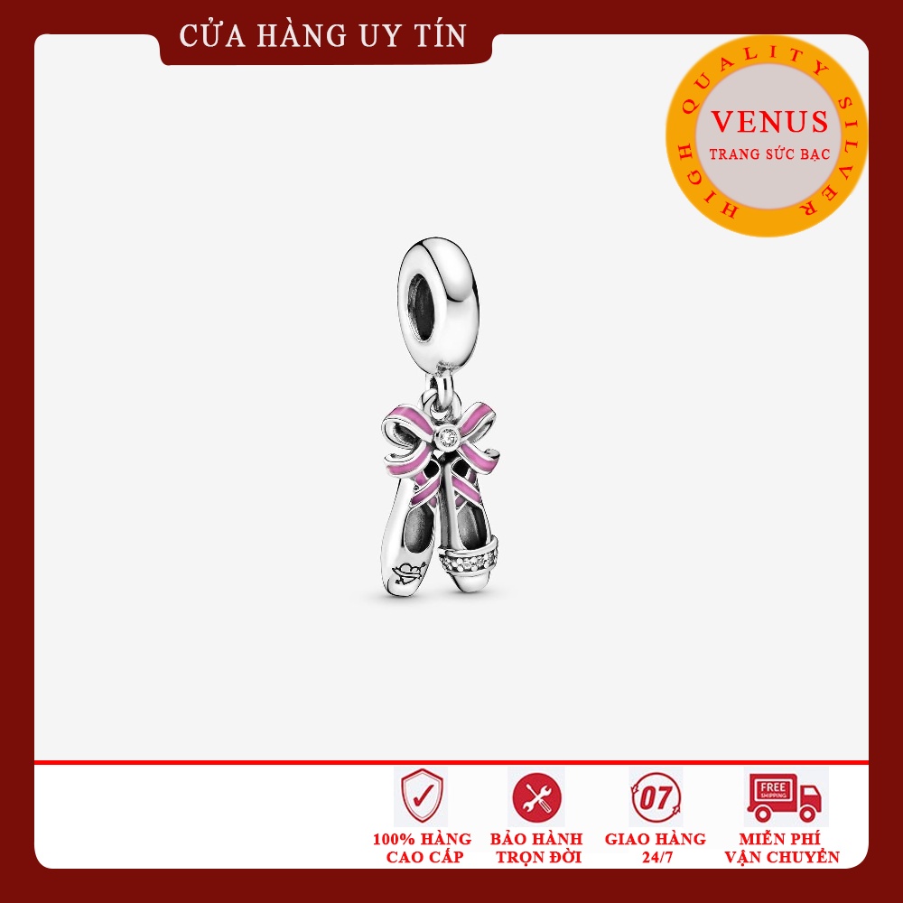 Charm đôi giày nơ hồng s925 ale cao cấp- Trang sức bạc Venus