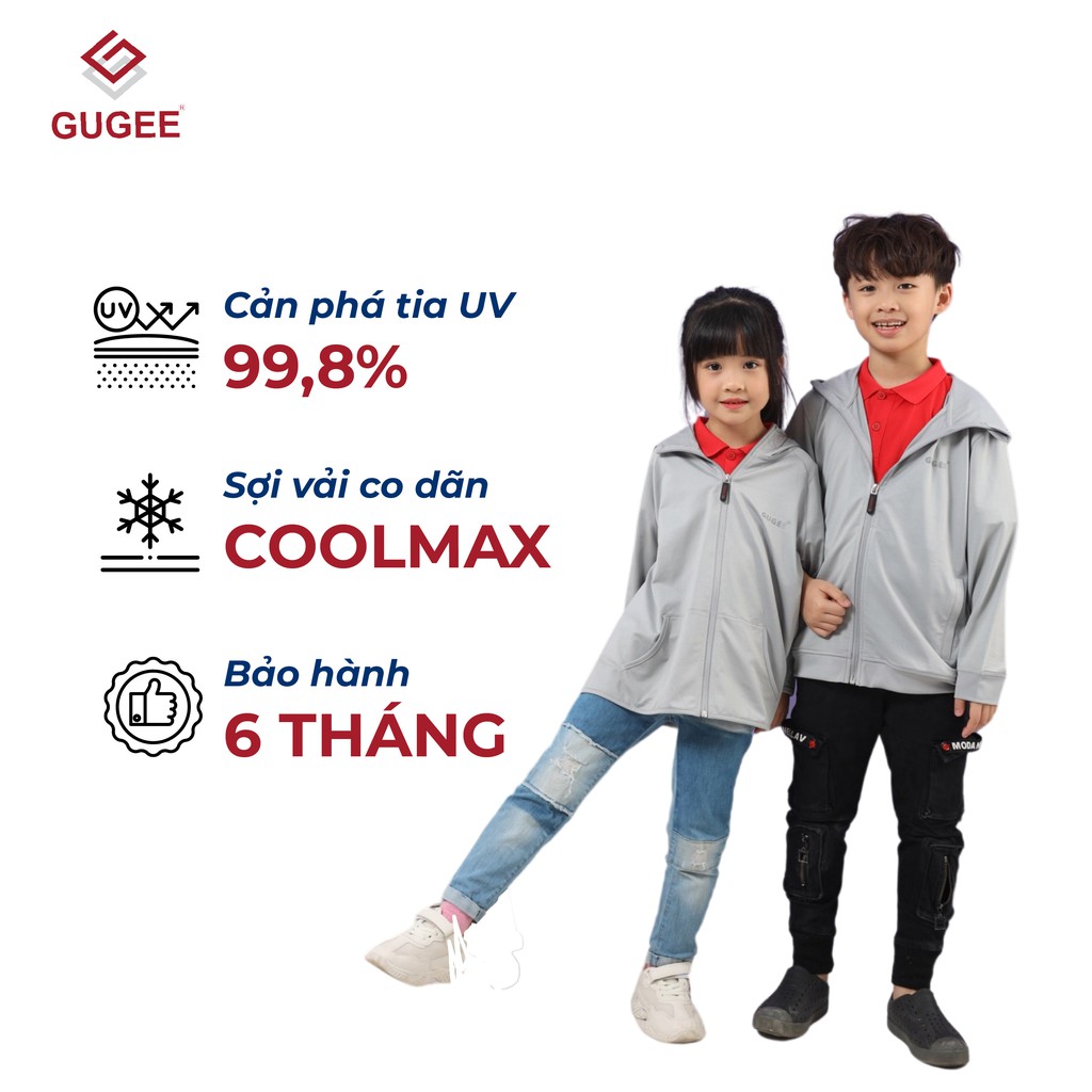 Áo chống nắng trẻ em GUGEE cản tia UV 99,8% vải COOLMAX thoáng mát ANK001