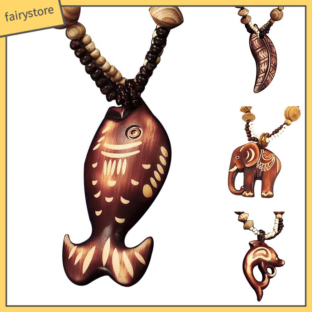 Dây Chuyền Mặt Gỗ Hình Động Vật / Cá / Voi / Cá Phong Cách Boho Dành Cho Nữ