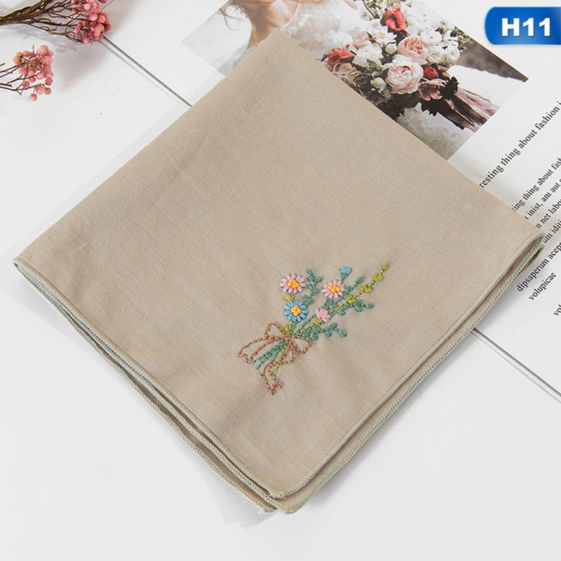 Khăn Tay Vải Cotton Thêu Họa Tiết Phong Cách Vintage Cho Nữ