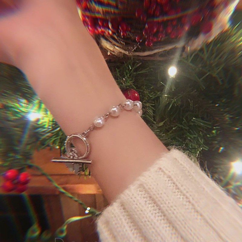 Ốp Vòng Tay Đính Ngọc Trai Phong Cách Retro Hàn Quốc nữ