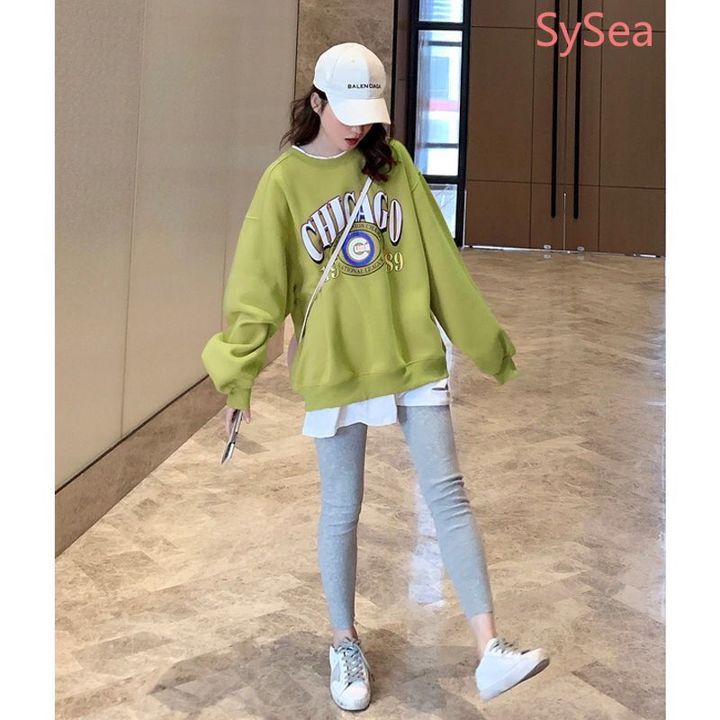 Áo Sweater Cổ Tròn Dáng Rộng In Hình Dễ Thương Dành Cho Nữ