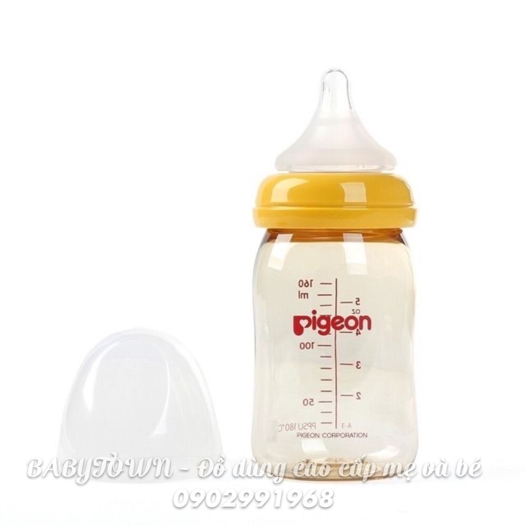 [CHÍNH HÃNG]Bình sữa Pigeon cổ rộng PPSU Plus với núm vú silicone siêu mềm Plus 160ml/240ml