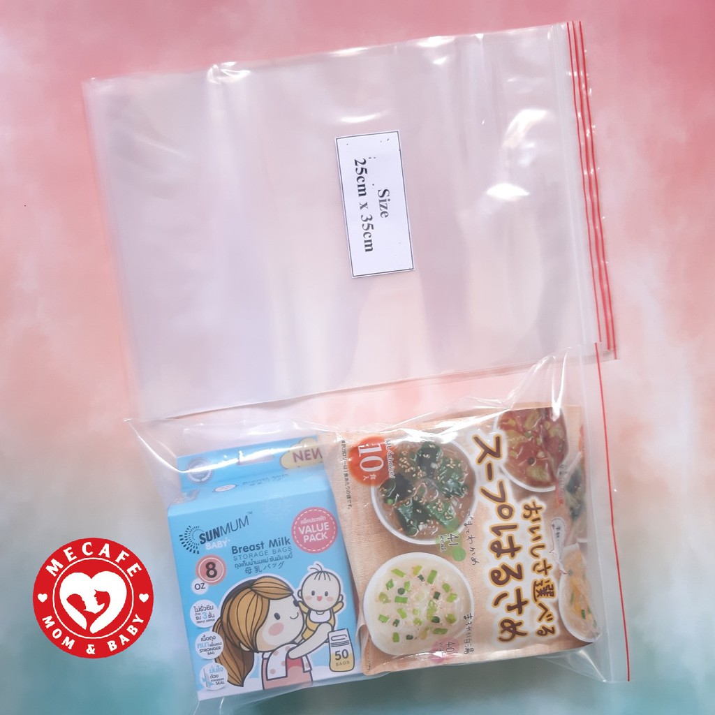 1kg Túi Zip Chỉ Đỏ Túi Zipper Viền Đỏ Bấm Miệng Trong Suốt Bịch Zip Nhiều Kích Thước Ziplock