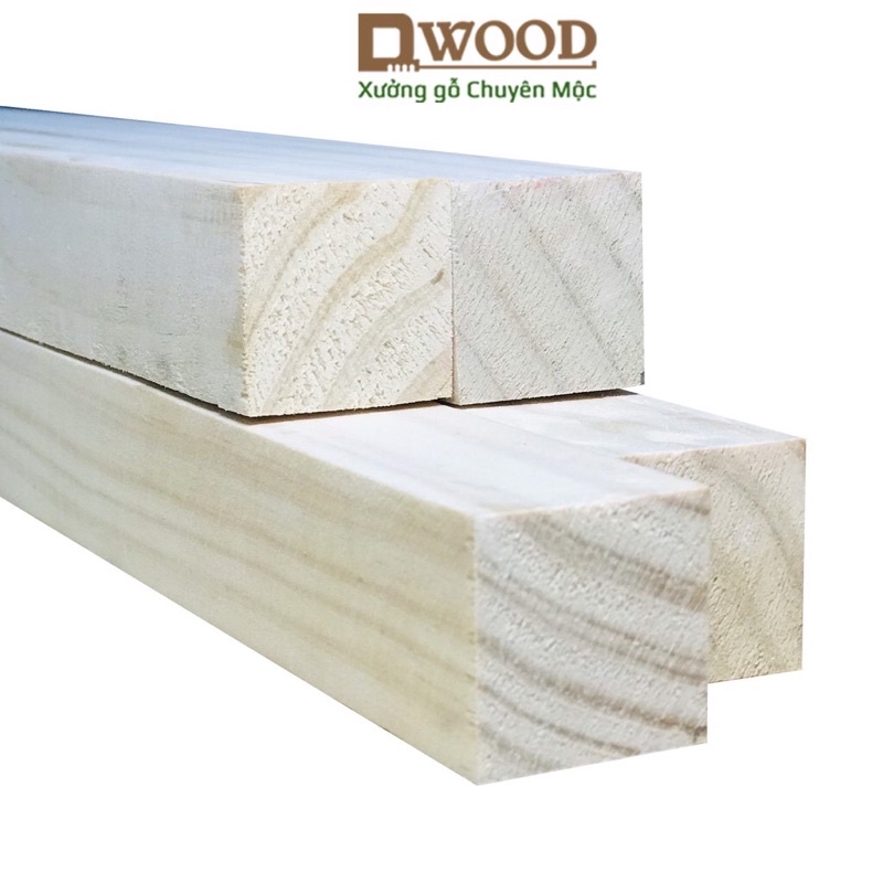 Thanh gỗ Dwood 120cm vuông 3x3 gỗ thông nhập khẩu bề mặt láng mịn
