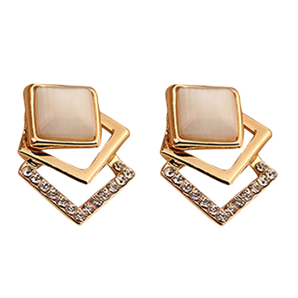 Đôi bông tai hợp kim đính đá kiểu dáng thanh lịch cho nữ