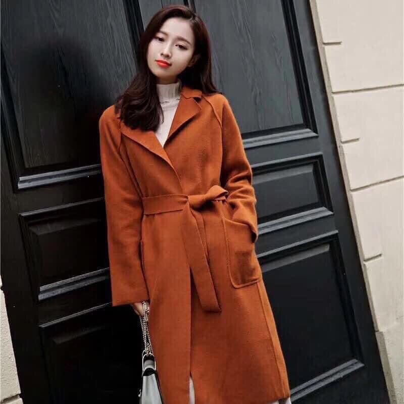 áo khoác dạ nâu cam mỏng