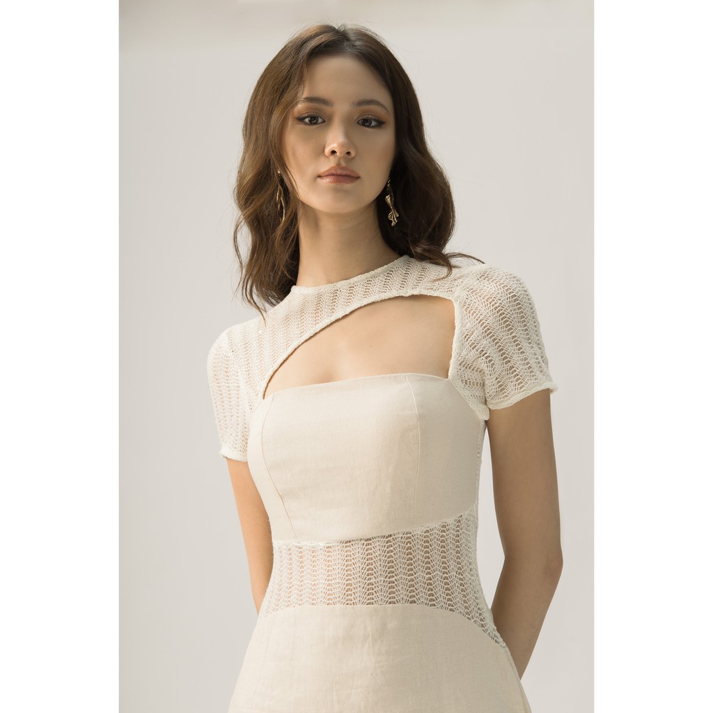 VÁY DÀI LINEN KẾT HỢP CÙNG REN QUYẾN RŨ - EMILY MIDI DRESS , SOLID