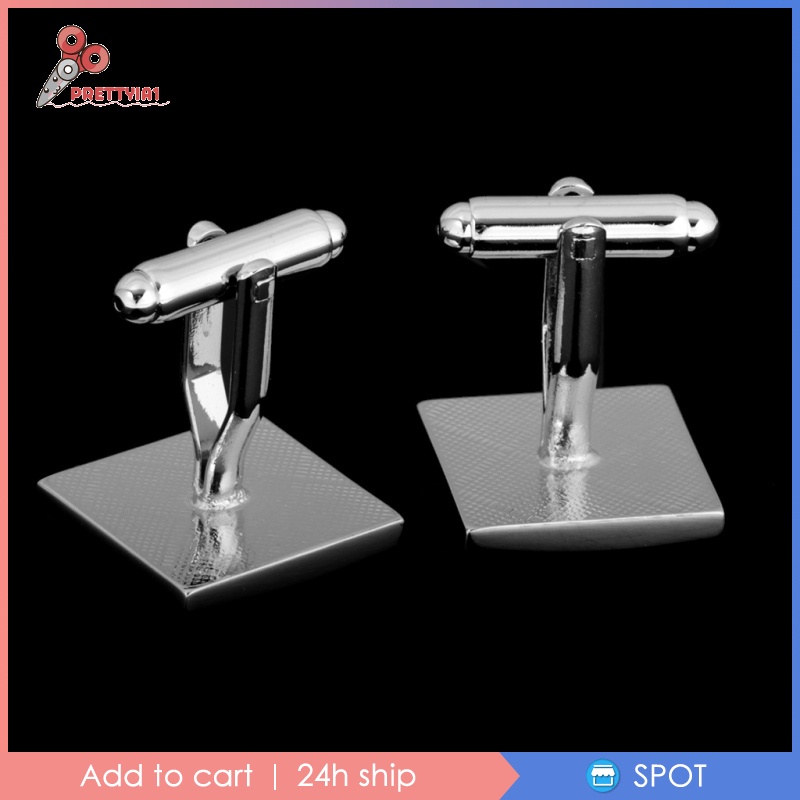Khuy Măng Sét Vuông Họa Tiết Kẻ Ô Màu Xanh Dương Prettyia1 Thời Trang Cho Nam