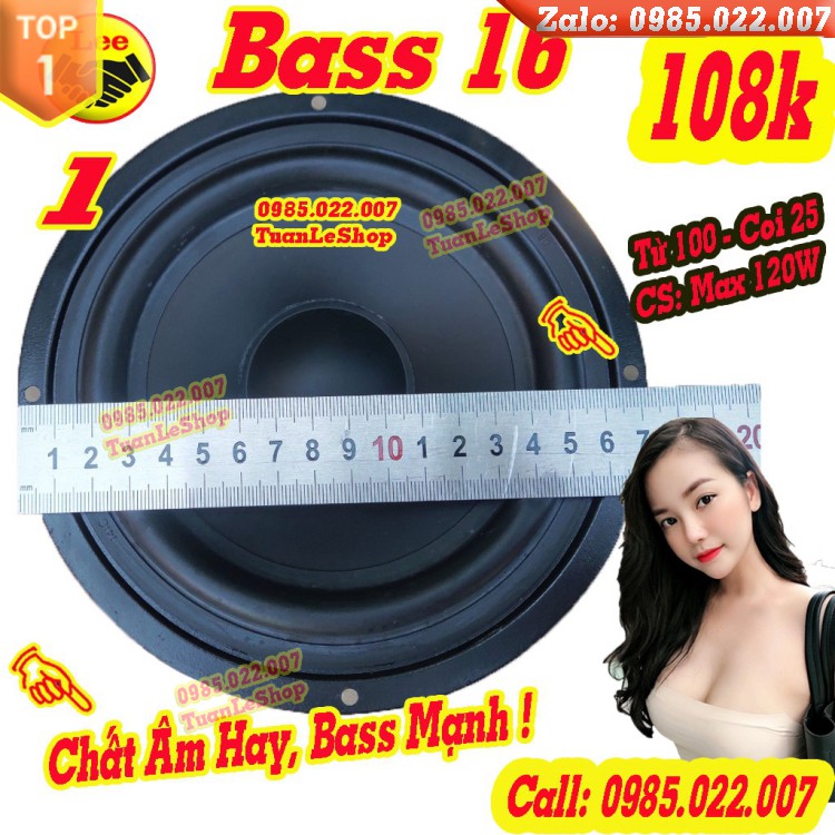 MỘT CỦ LOA BASS 16 GÂN CAO SU NHẬP KHẨU - LOA BASS GIÁ RẺ