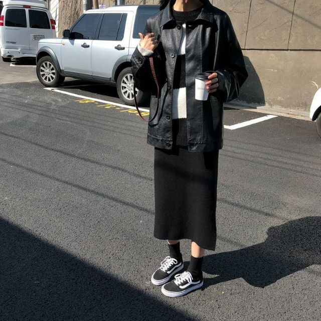 Áo khoác da dáng sơ mi thụng trẻ trung