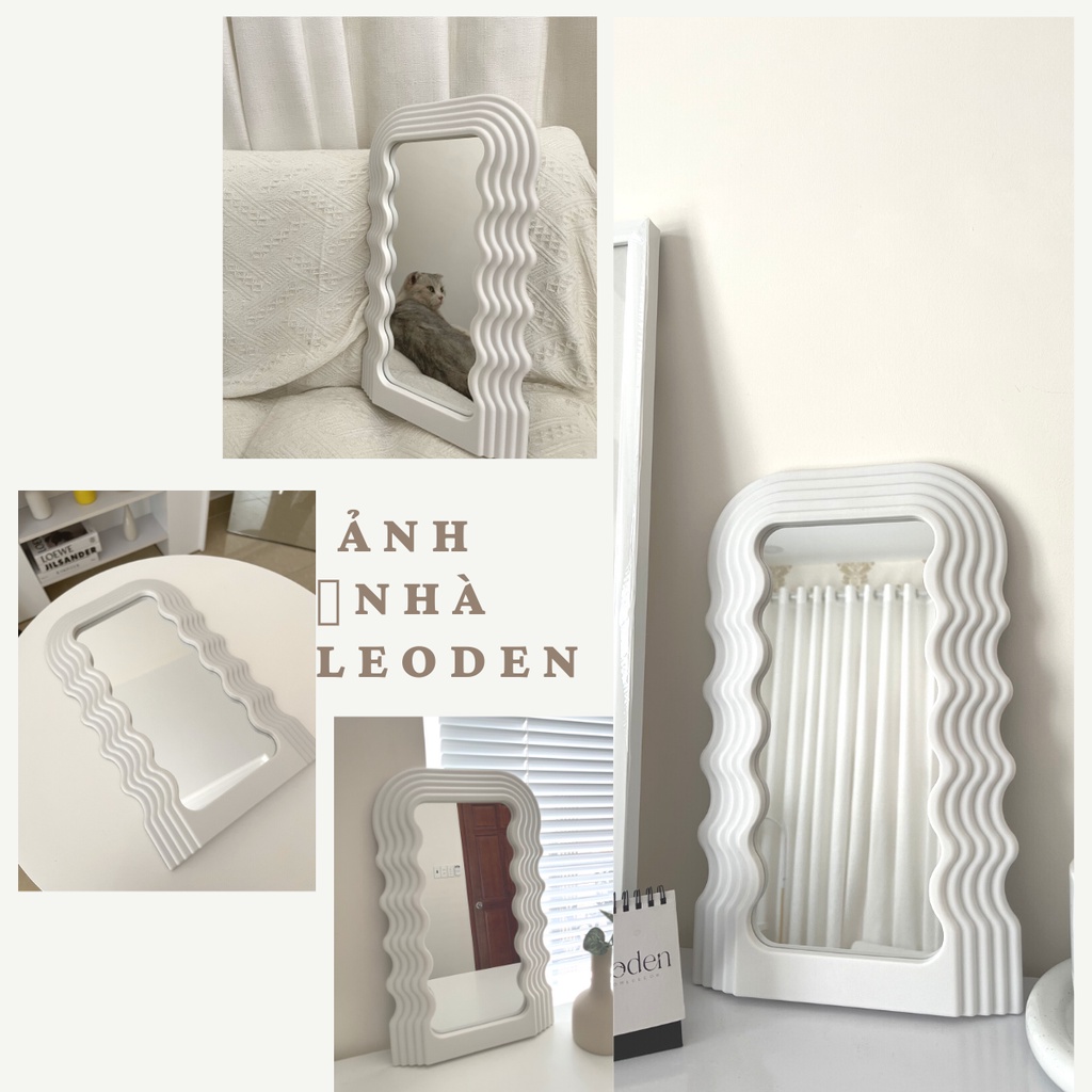 Gương trang điểm để bàn lượn sóng phong cách tối giản, gương để bàn xinh xắn Hàn Quốc– LEODEN Decor