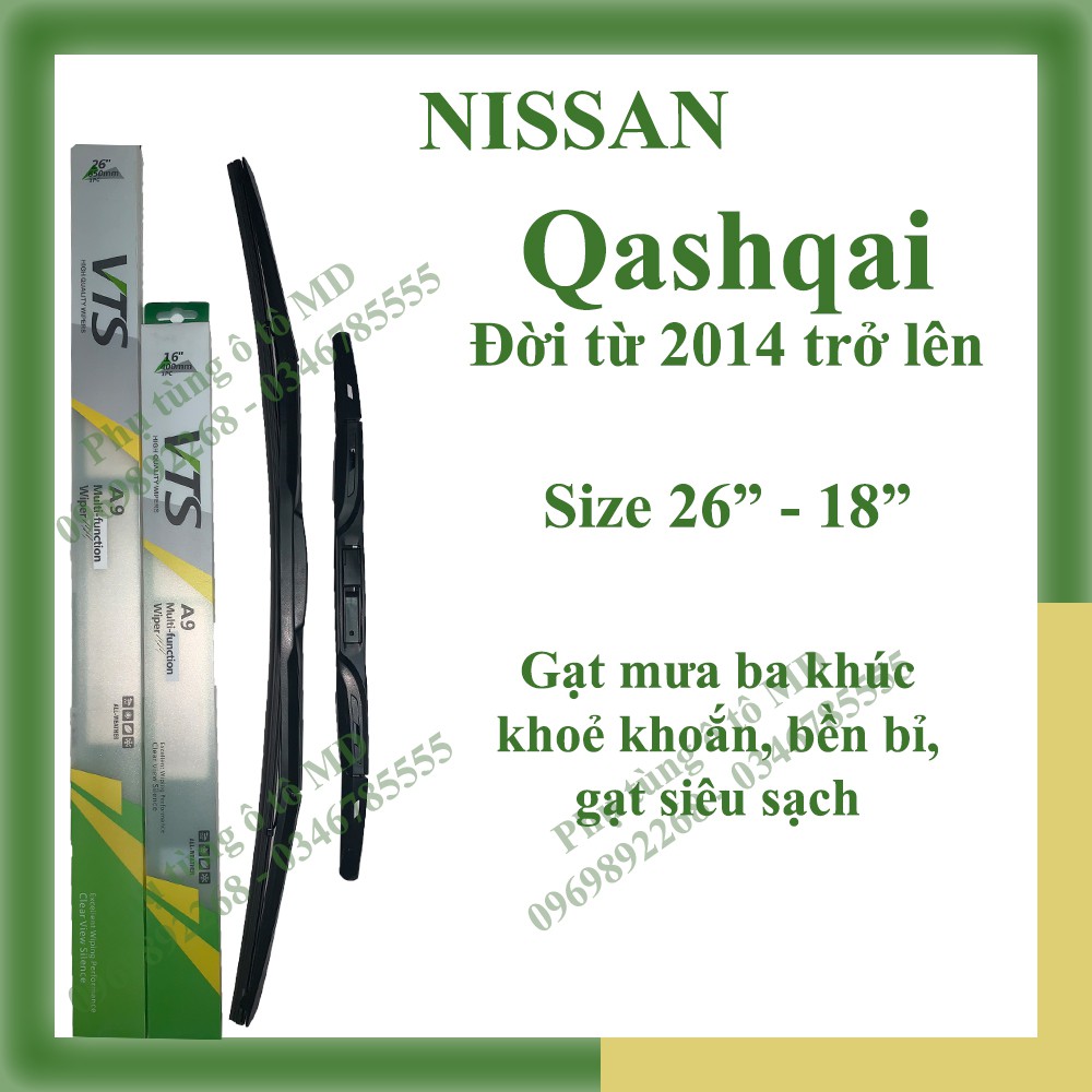 Bộ gạt mưa Nissan Qashqai và các đời và gạt mưa các dòng xe khác của Nissan: Teana, X-trail, Juke, Livina, Micra