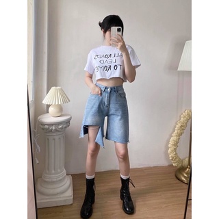 Quần short biker rách 1 bên