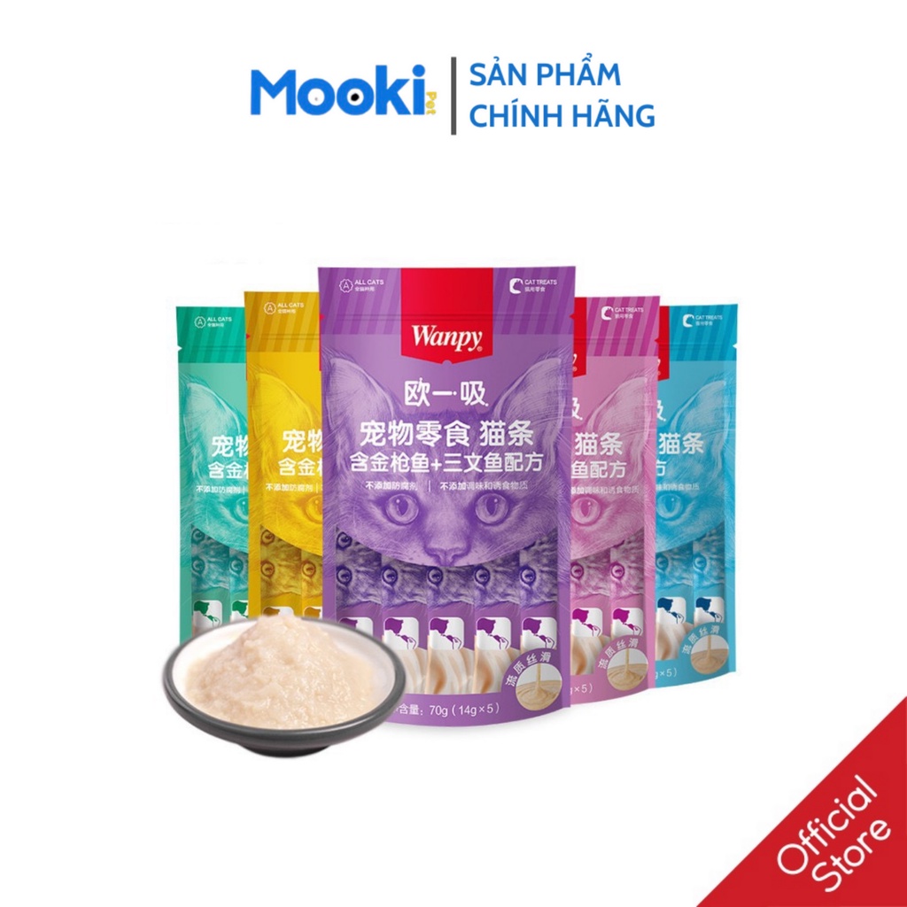 Súp thưởng Wanpy cao cấp cho mèo gói 5 thanh [Mookipet]