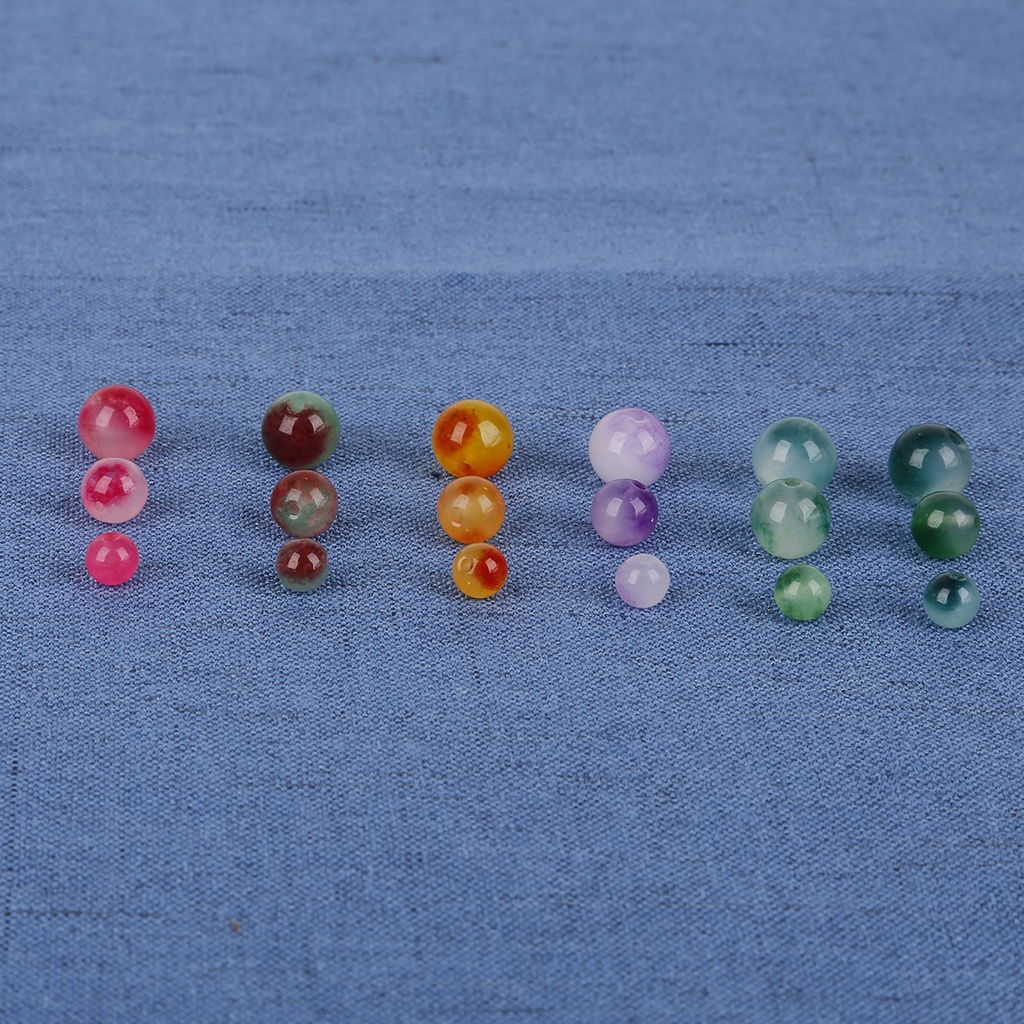 Chuỗi Hạt Đá Ngọc Bích Màu Sắc 6 / 8 / 10mm Dùng Làm Trang Sức diy