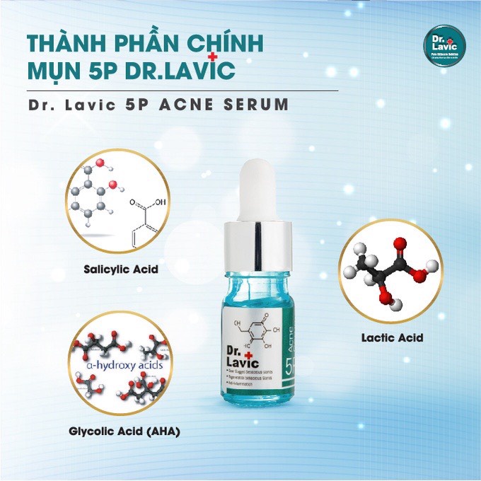 Serum chăm sóc da Dr.Lavic 5P Ance Serum thông tuyến bã tái tạo tuyến bã nhờn loại bỏ mụn công nghệ USA 10ml DR907