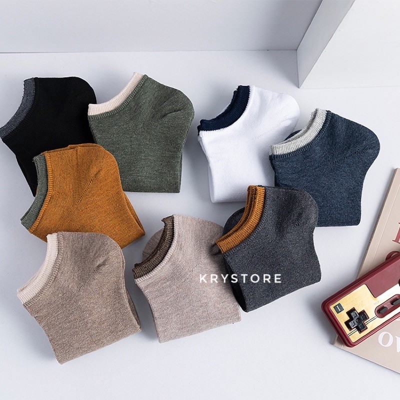 Tất nam cổ ngắn cotton Krystore thấm hút tốt NC27