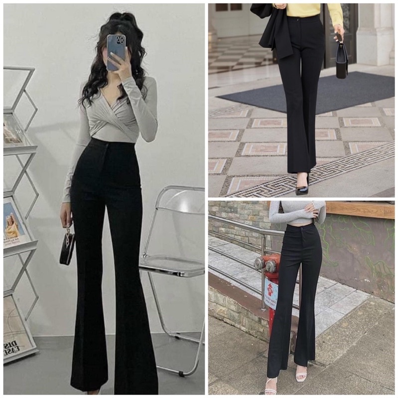 Quần dài ống loe cạp cao minashouse