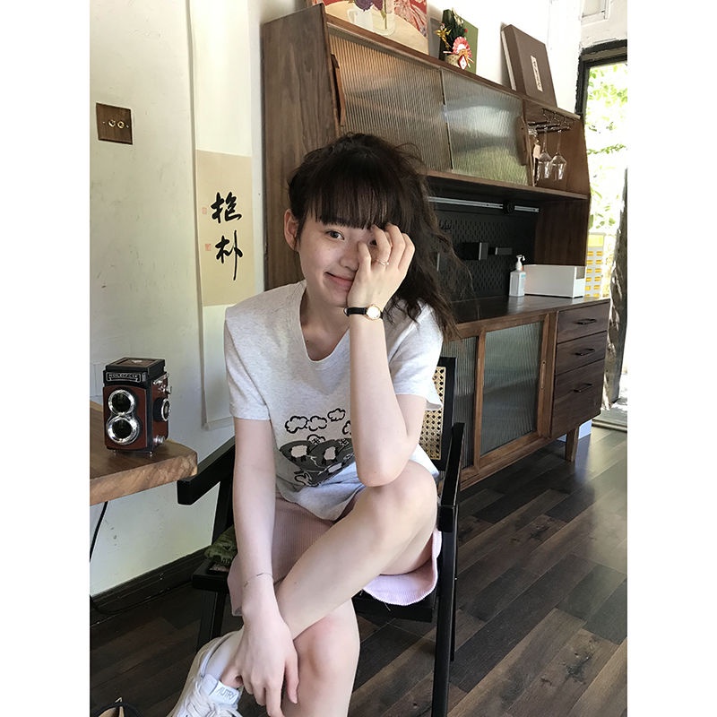 Áo Thun Cotton Oatmeal Nhật Bản Tay Ngắn Mùa Hè 2022 Phong Cách Mới Cho Nữ