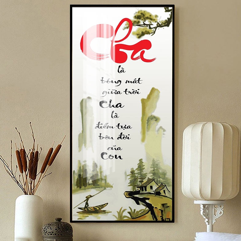Tranh Treo Tường Chữ Thư Pháp - Tranh Thư Pháp Treo Phòng Khách Laminate Tráng Gương
