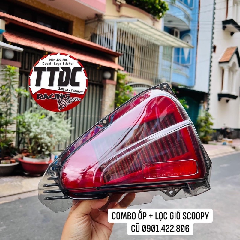 Ốp Pô e + Lọc Gió Đỏ gắn Scoopy 2020 tặng kèm thú như hình