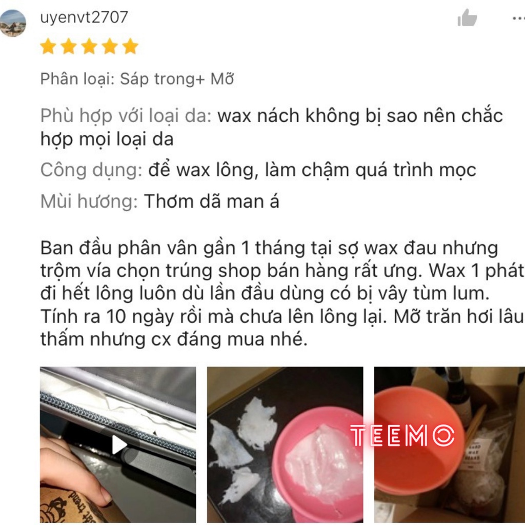 500gr Sáp Wax Lông Dừa Sữa - Wax Beans Coconut tặng kèm que