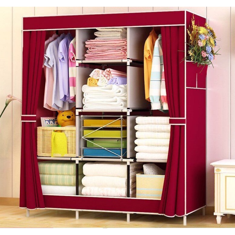 Tủ quần áo gia đình cao cấp dễ lắp đặt và di chuyển, chất liệu bằng vải không dệt chống thấm chống rách, khung inox