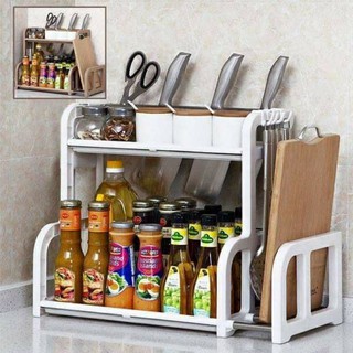 Kệ gia vị chữ H 2 tầng có giá để dao thớt tiện dụng