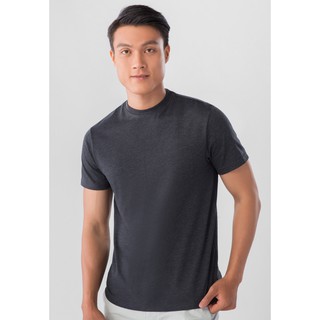 Áo Thun Trơn Nam Ngắn Tay Cổ Tròn Giordano C-Neck Tee Smart Fit Màu Đen Xám 0102821906