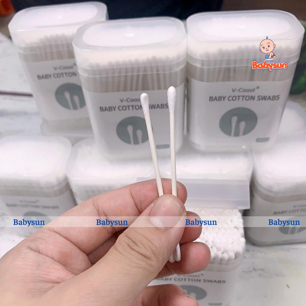 Tăm bông trẻ em hộp 200 que, tăm bông cho bé được làm từ bông tự nhiên, an toàn tuyệt đối cho bé