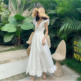 [thoa_shop] Đầm trắng lưng trần cao cấp - đầm cánh tiên sexy