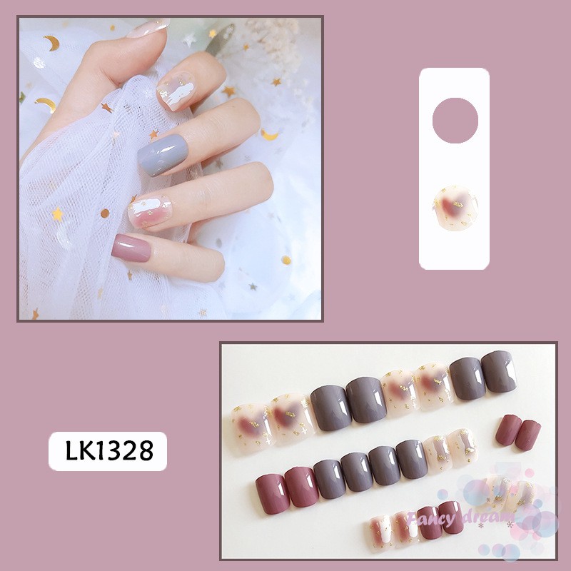 Set 24 Móng Tay Giả Chống Thấm Nước Có Họa Tiết Dễ Thương