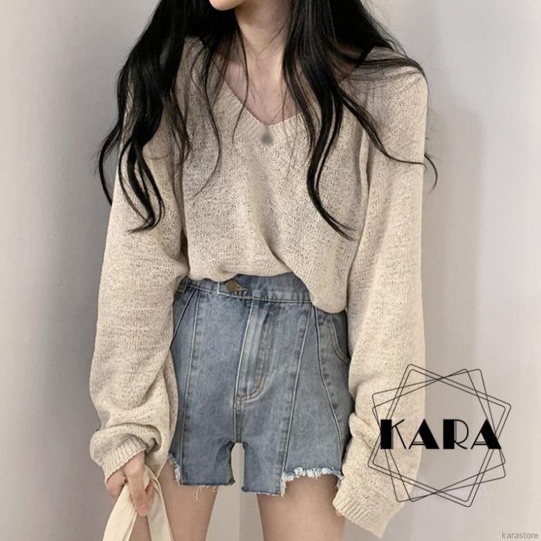 Áo sweater tay dài mỏng dáng rộng chống nắng thời trang mùa hè cho nữ ་